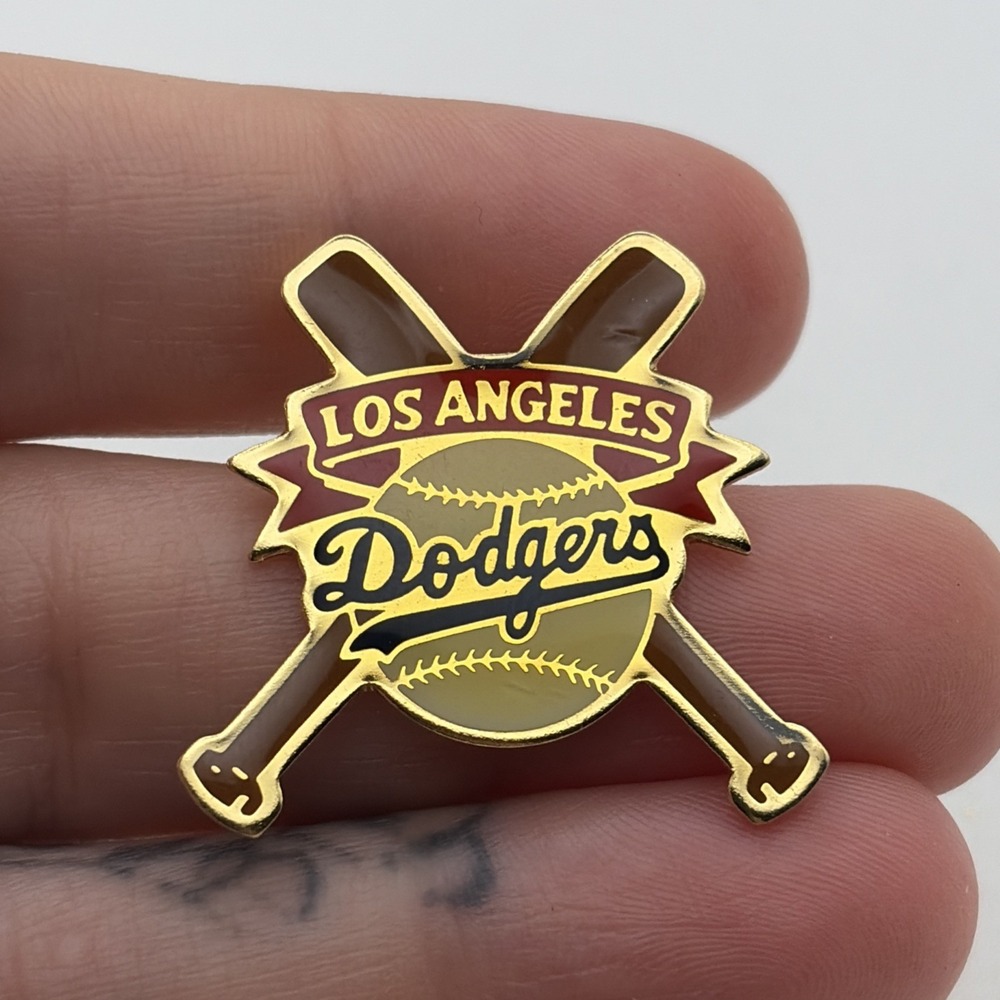 MLB Los Angeles Dodgers Crossed Bats Baseball Lapel Hat Pin Aminco
